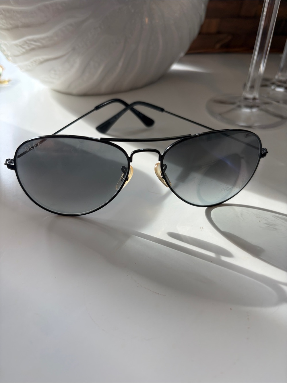 DIFF Aviator Sunglasses - Black Frame with Gray Lenses
